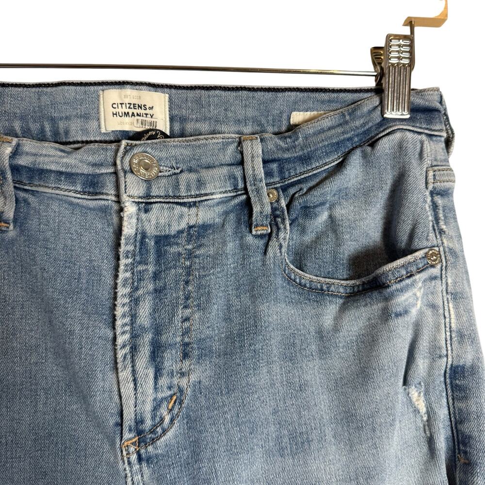 Citizens of Humanity Ella Crop Slim Fit Distressed Light Blue Denim Jean Size 29 - Picture 9 of 16